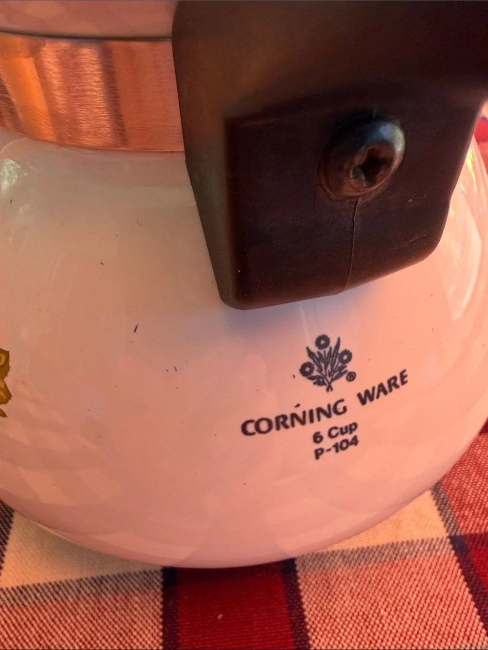 Floral Enamel Coffee Kettle with Black Handle